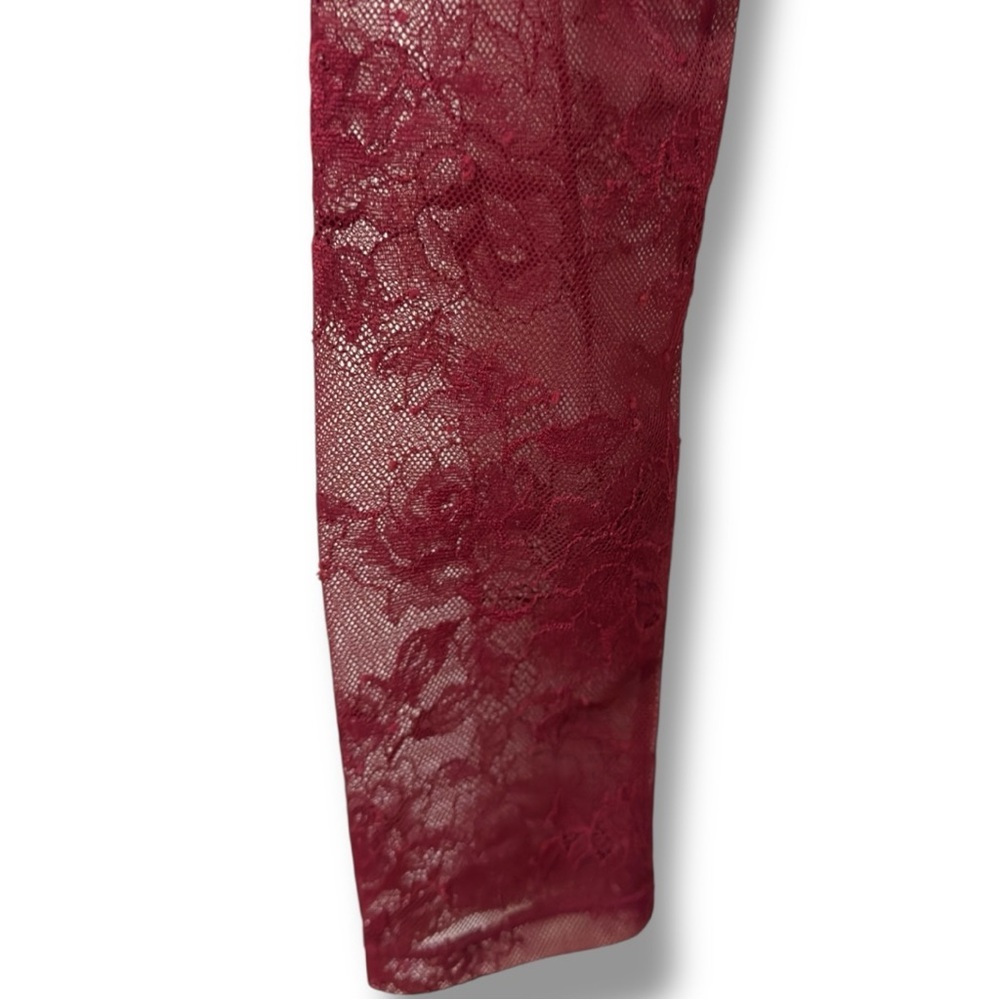 Parade | NWOT Women’s Red Floral Sheer Lace Long-Sleeve Bodysuit (size XS) - Picture 6 of 10